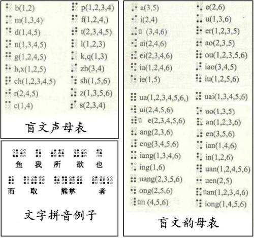 盲人密码对照表图片